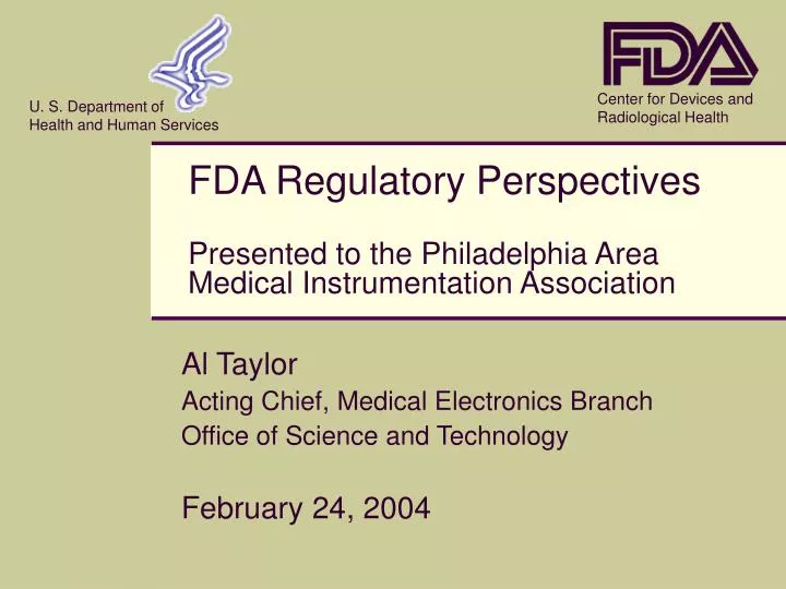 al taylor acting chief medical electronics branch office of science and technology february 24 2004