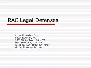 RAC Legal Defenses