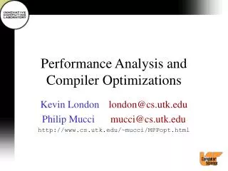 Performance Analysis and Compiler Optimizations