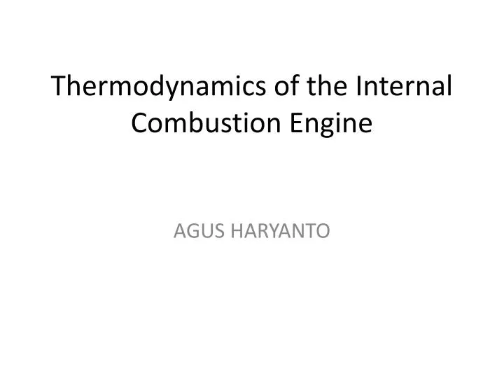 thermodynamics of the internal combustion engine