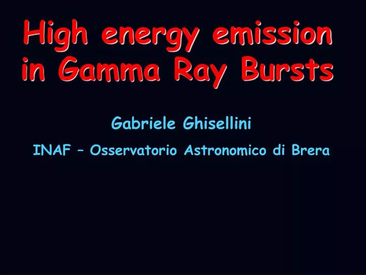 high energy emission in gamma ray bursts