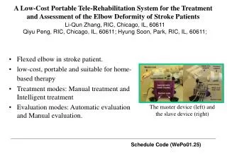 Flexed elbow in stroke patient. low-cost, portable and suitable for home-based therapy