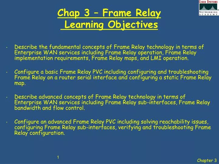 chap 3 frame relay learning objectives