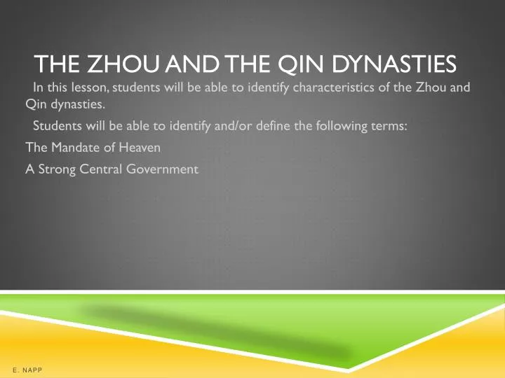 the zhou and the qin dynasties