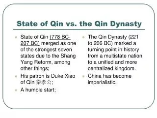 State of Qin vs. the Qin Dynasty