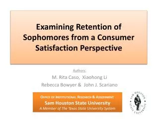 Examining Retention of Sophomores from a Consumer Satisfaction Perspective