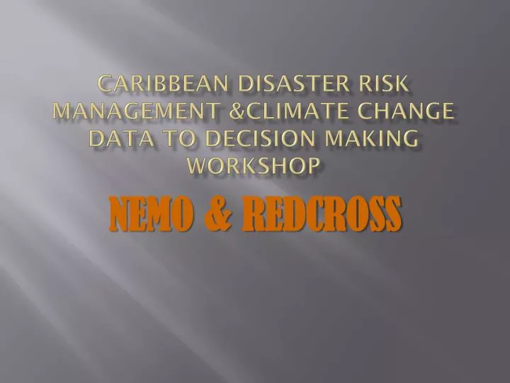 caribbean disaster risk management climate change data to decision making workshop
