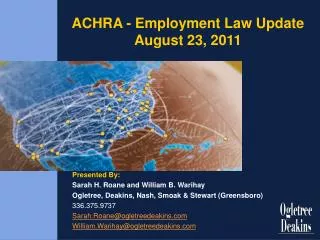 ACHRA - Employment Law Update August 23, 2011