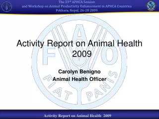 Activity Report on Animal Health 2009