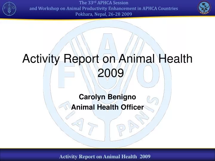 activity report on animal health 2009