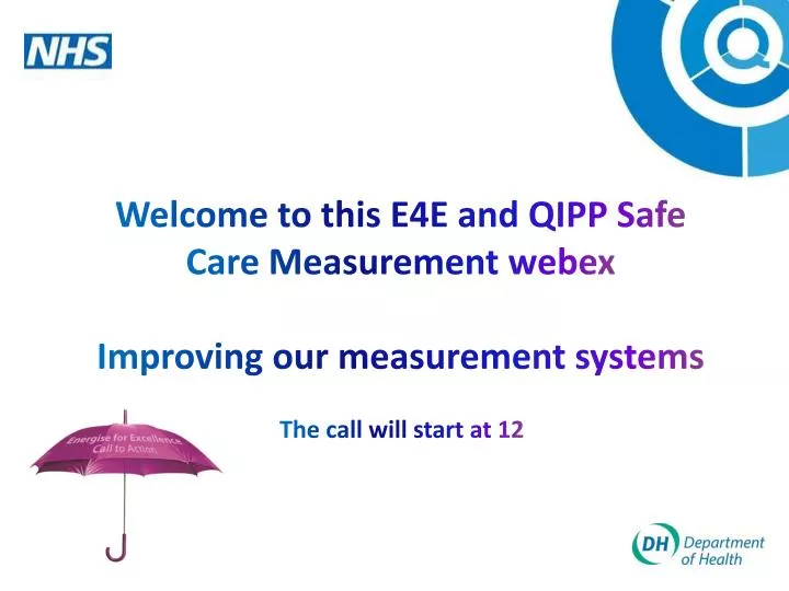 welcome to this e4e and qipp safe care measurement webex improving our measurement systems
