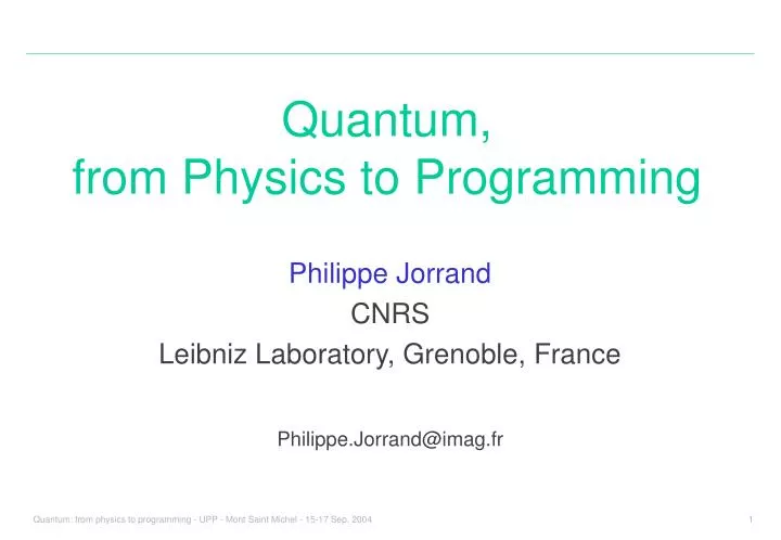quantum from physics to programming