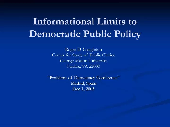 informational limits to democratic public policy