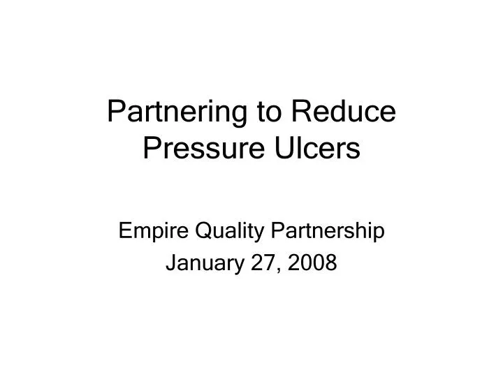 partnering to reduce pressure ulcers