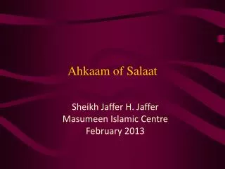 Ahkaam of Salaat