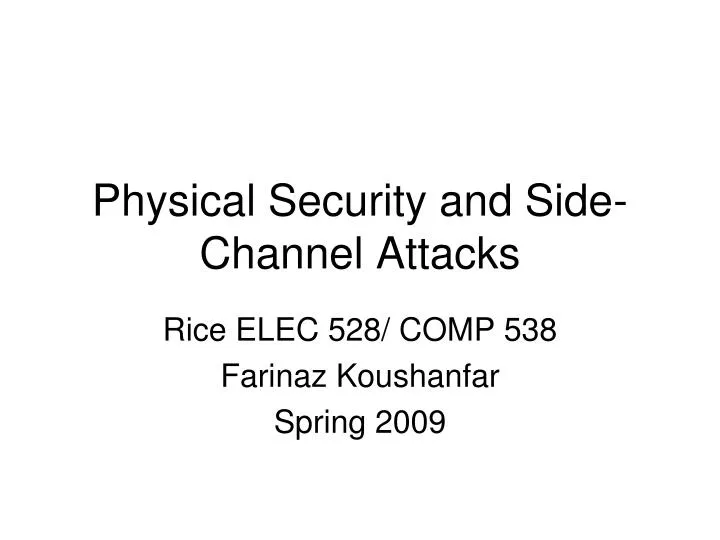 physical security and side channel attacks