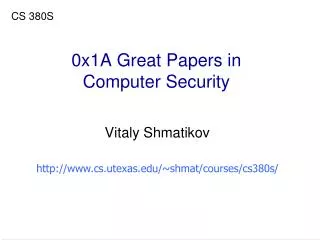 0x1A Great Papers in Computer Security