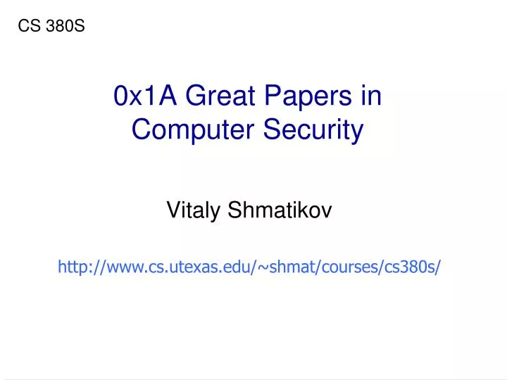 0x1a great papers in computer security