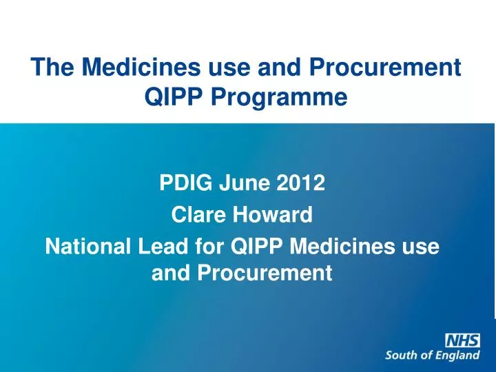 the medicines use and procurement qipp programme