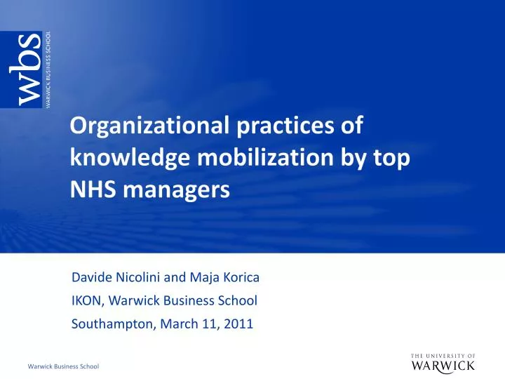 organizational practices of knowledge mobilization by top nhs managers