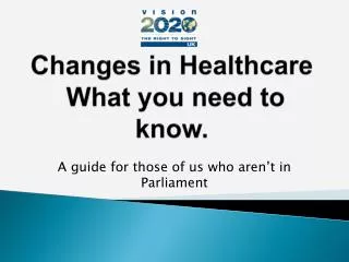 Changes in Healthcare What you need to know.
