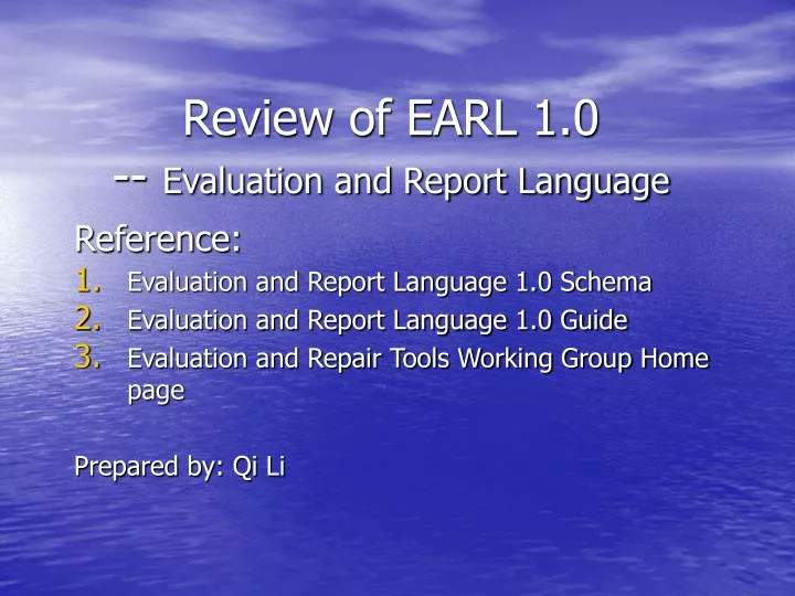 review of earl 1 0 evaluation and report language