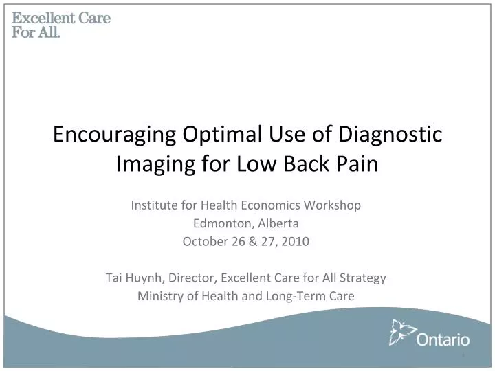 encouraging optimal use of diagnostic imaging for low back pain