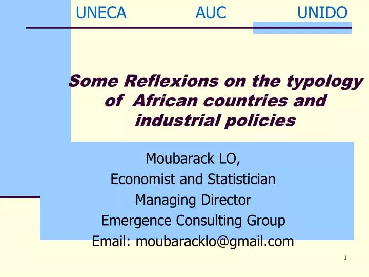 some reflexions on the typology of african countries and industrial policies