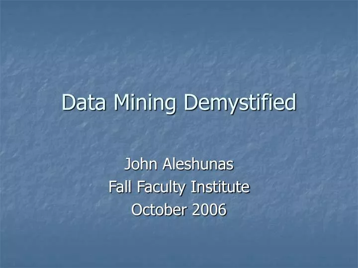 data mining demystified