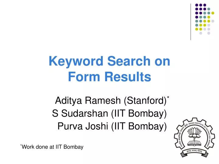 keyword search on form results