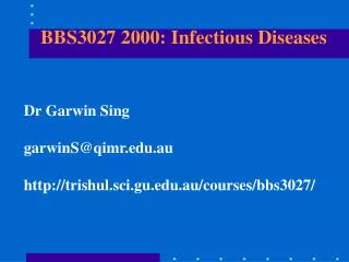 BBS3027 2000: Infectious Diseases