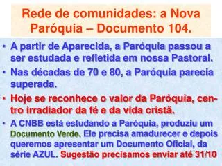 rede de comunidades a nova par quia documento 104