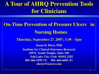 A Tour of AHRQ Prevention Tools for Clinicians