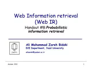 Web Information retrieval (Web IR)