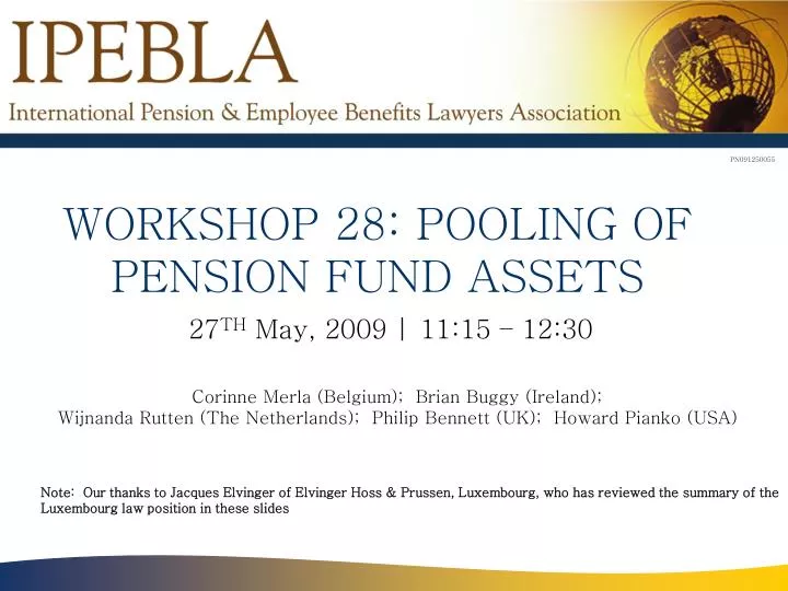 workshop 28 pooling of pension fund assets