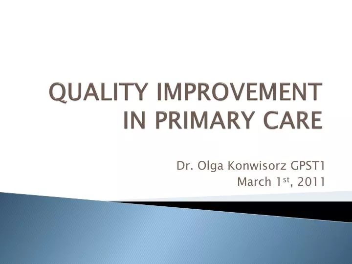 quality improvement in primary care