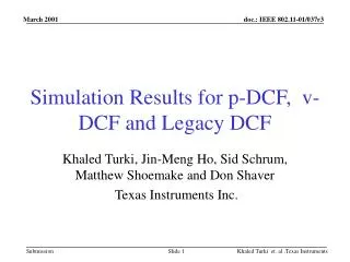 Simulation Results for p-DCF, v-DCF and Legacy DCF