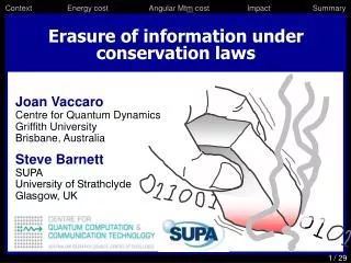 Erasure of information under conservation laws