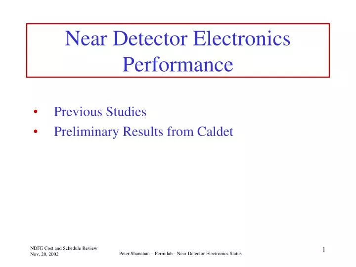 near detector electronics performance