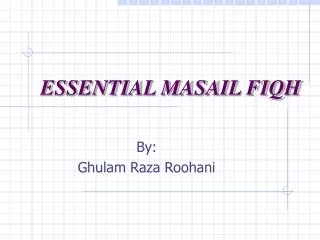 essential masail fiqh