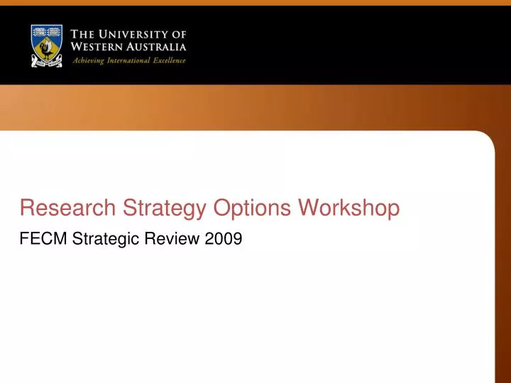 research strategy options workshop