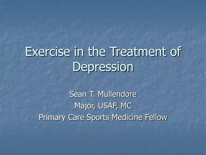 exercise in the treatment of depression