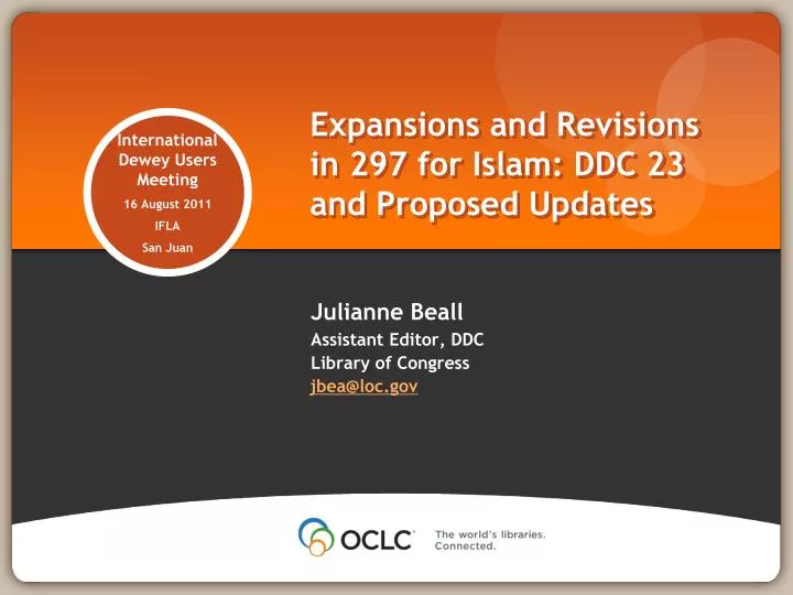 expansions and revisions in 297 for islam ddc 23 and proposed updates