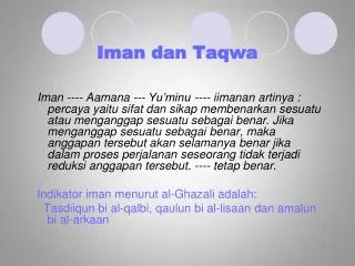 iman dan taqwa