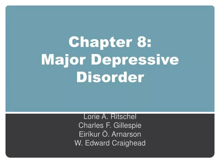 chapter 8 major depressive disorder