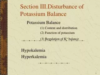 Section III.Disturbance of Potassium Balance