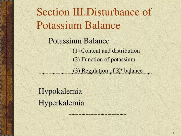 section iii disturbance of potassium balance