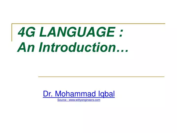 4g language an introduction