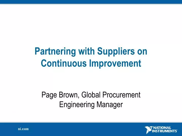 partnering with suppliers on continuous improvement