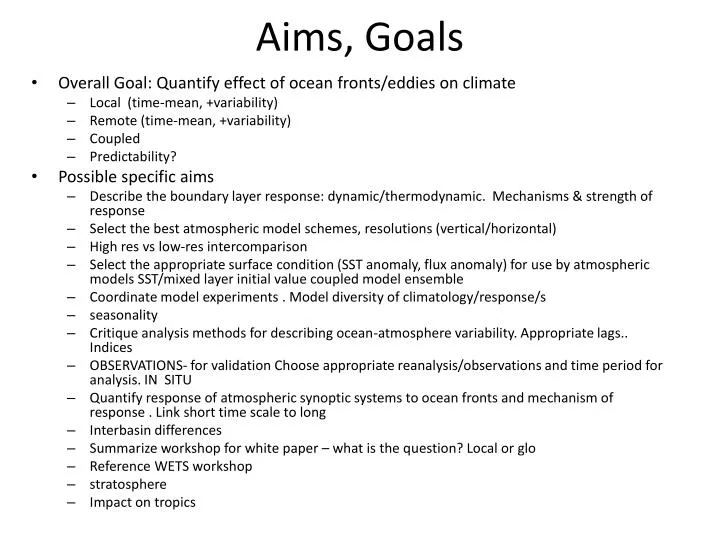 aims goals
